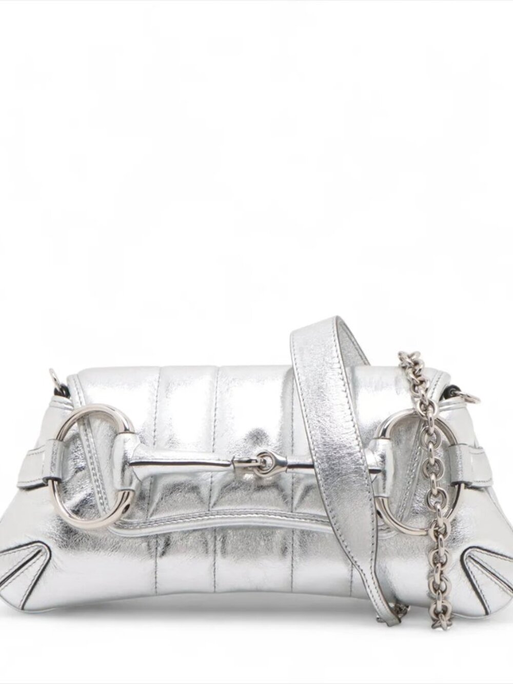 Gucci Horsebit 1955 Leather Shoulder Bag Silver – 164339